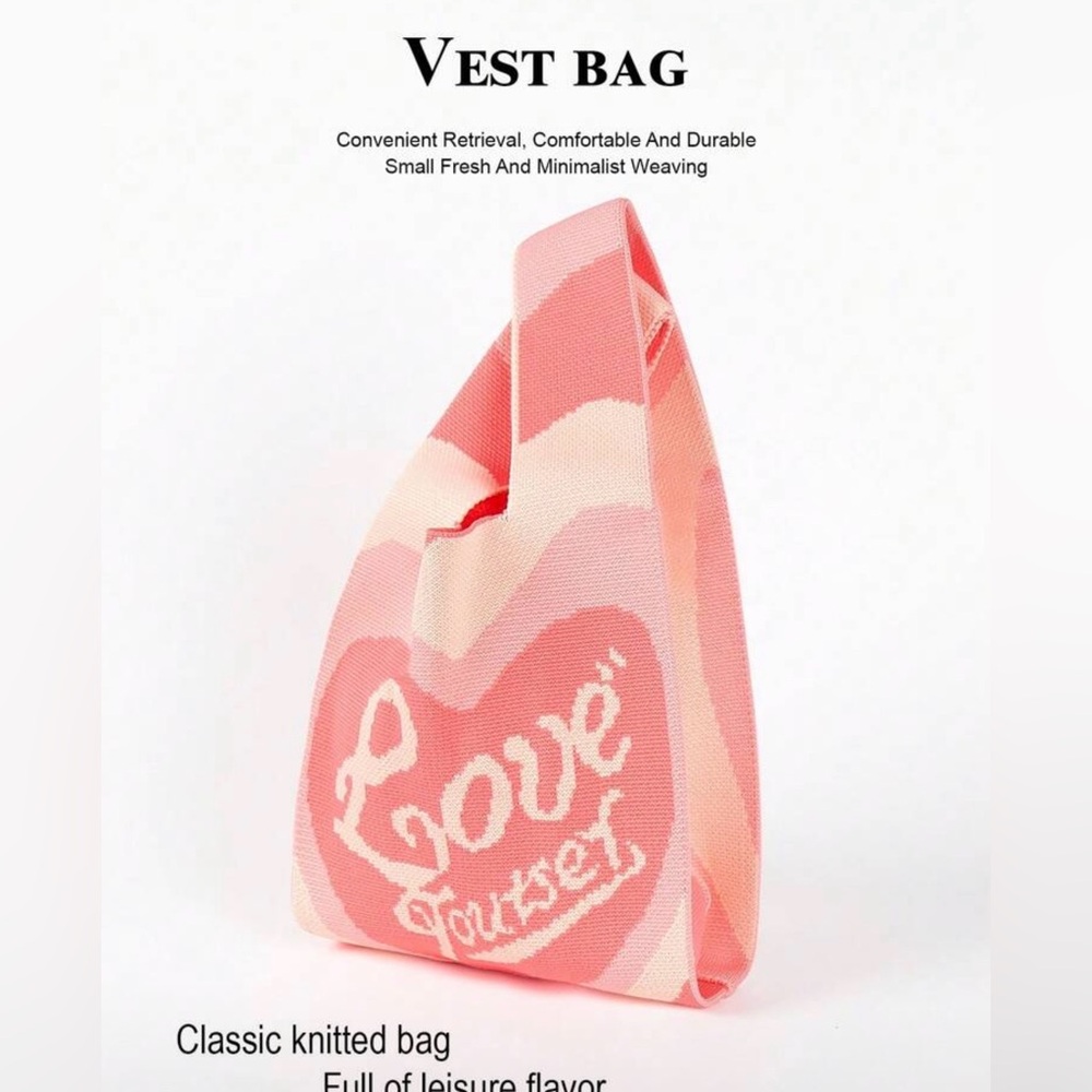 Pink Knitted Women's Bag - Picture 2 of 4